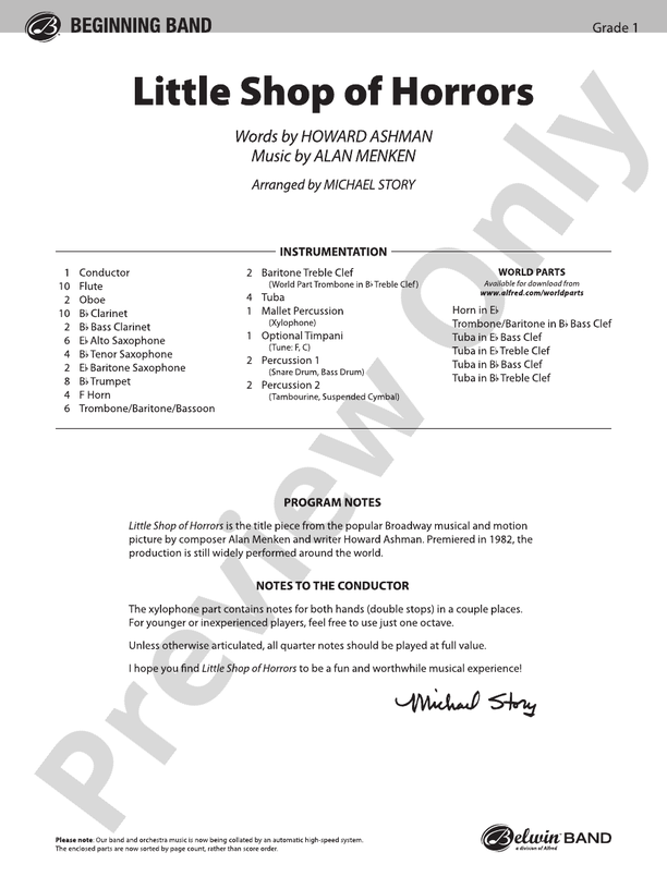 Little Shop of Horrors - Concert Band Conductor Score & Parts (Digital Download)