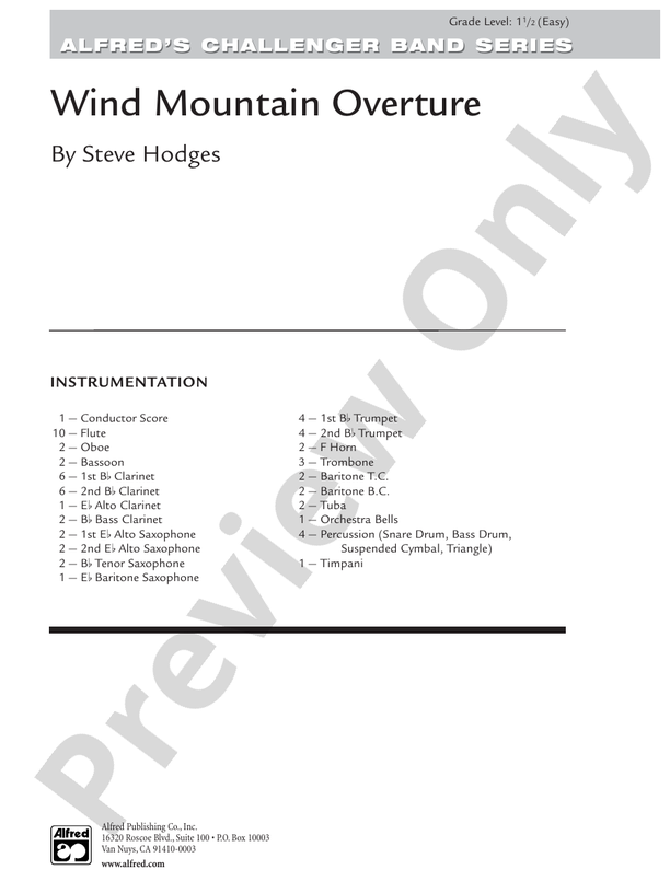 Wind Mountain Overture - Concert Band Conductor Score & Parts (Digital Download)