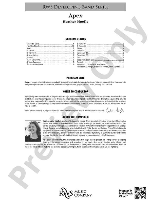 Apex - Concert Band Conductor Score & Parts (Digital Download)
