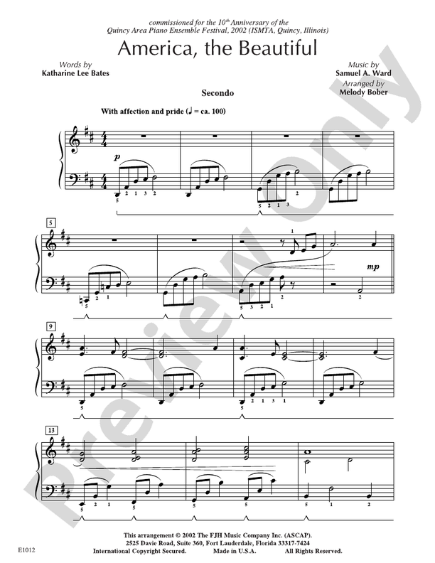 America, the Beautiful - DSM-DE1012 - Piano (Digital Download)
