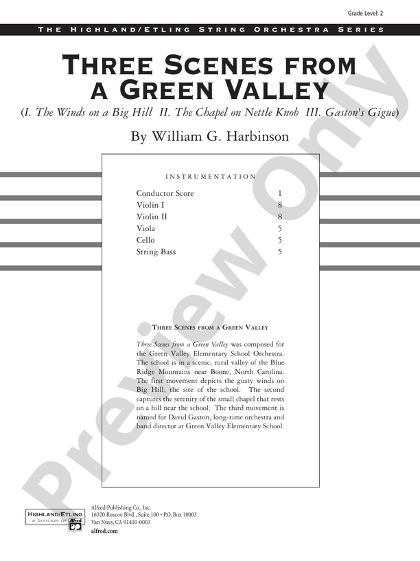 Three Scenes from a Green Valley – String Orchestra Conductor Score & Parts (Digital Download)