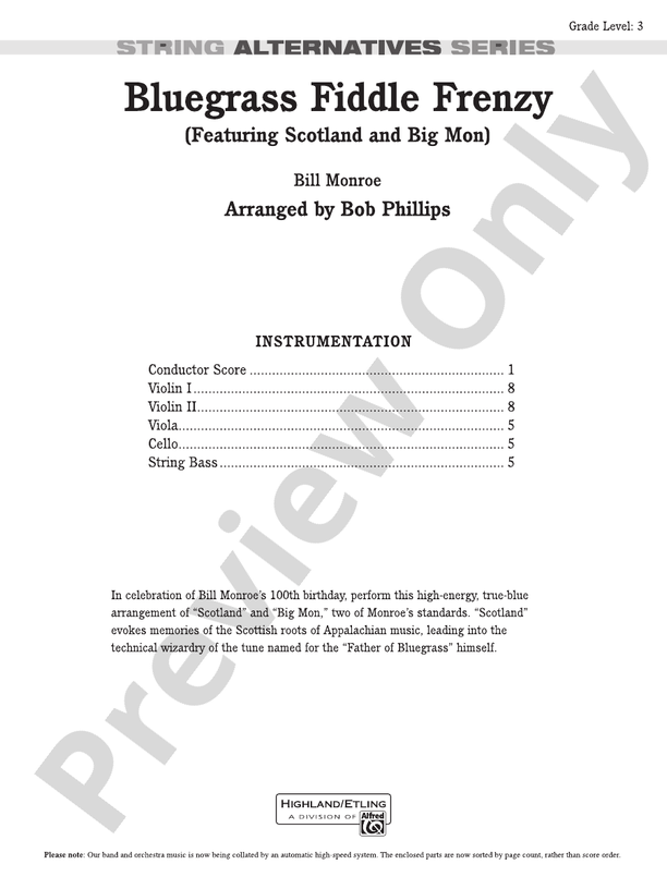 Bluegrass Fiddle Frenzy – String Orchestra Conductor Score & Parts (Digital Download)