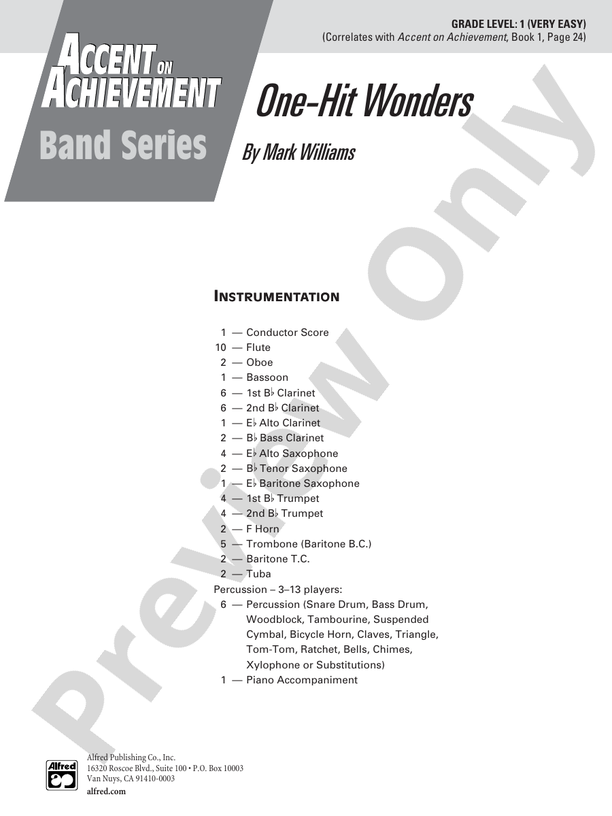 One-Hit Wonders - Concert Band Conductor Score & Parts (Digital Download)