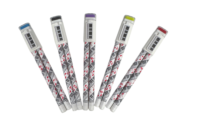 Pen & Pencil Set Plastic Keyboard & Notes Various Coloured Erasers