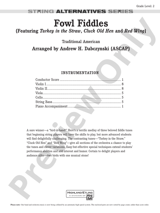 Fowl Fiddles – String Orchestra Conductor Score & Parts (Digital Download)