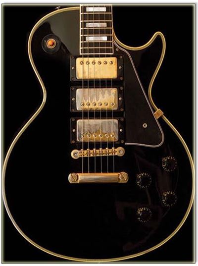Greeting Card - Black and Gold Guitar