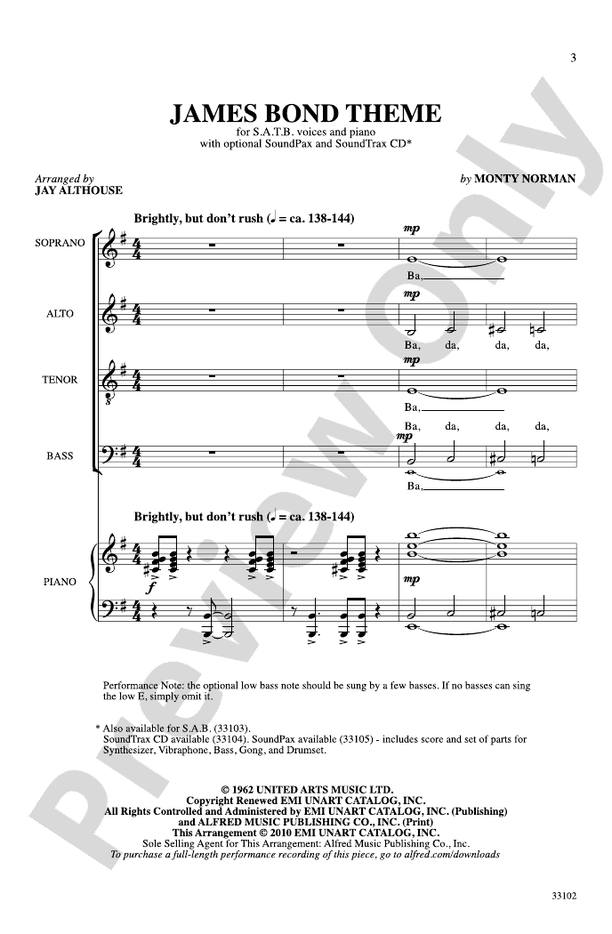 James Bond Theme – SATB Choral Octavo (Digital Download)