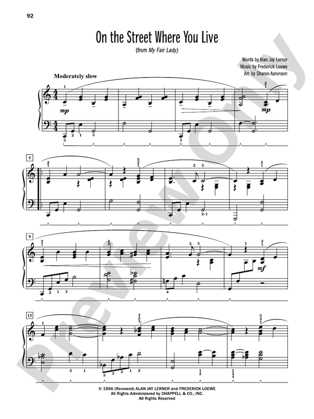 On the Street Where You Live (from "My Fair Lady") - Piano Solo (Digital Download)
