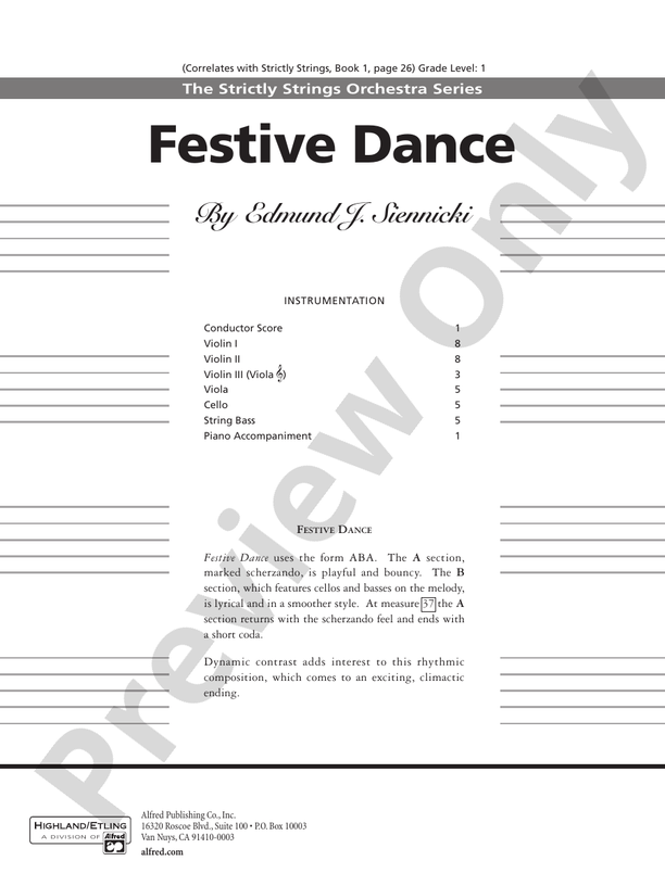 Festive Dance – String Orchestra Conductor Score & Parts (Digital Download)