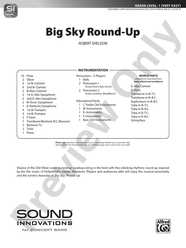 Big Sky Round-Up - Concert Band Conductor Score & Parts (Digital Download)