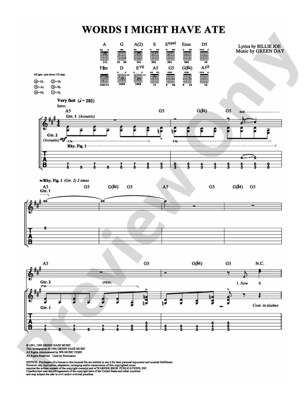 Words I Might Have Ate - Guitar TAB (Digital Download)