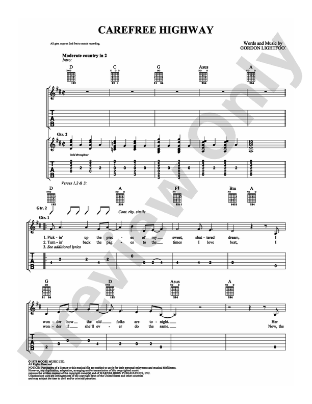 Carefree Highway - Easy Guitar (Digital Download)