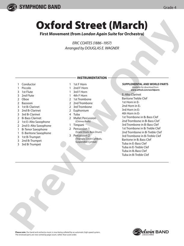 Oxford Street (March) - Concert Band Conductor Score & Parts (Digital Download)