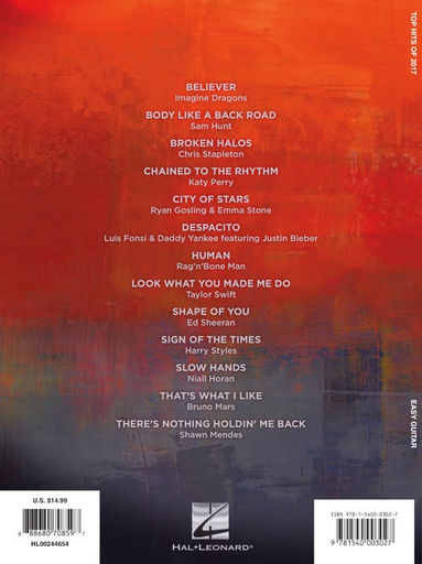 Top Hits Of 2017 - Easy Guitar - Hal Leonard