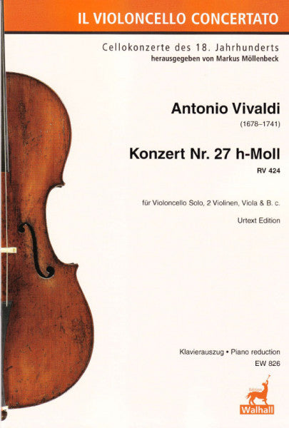Vivaldi - Concerto #27 in Bmin RV424 - Cello/Piano Accompaniment Walhall EW826