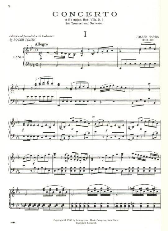 Concerto in Eb Maj (Hob. VIIe: No. 1) - for Trumpet & Piano - Haydn - IMC1985