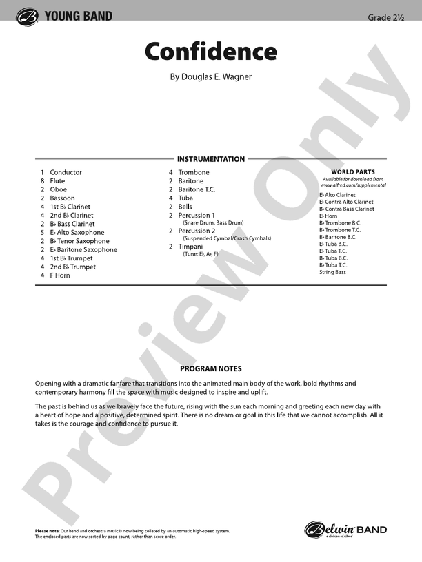 Confidence – Concert Band Conductor Score & Parts (Digital Download)