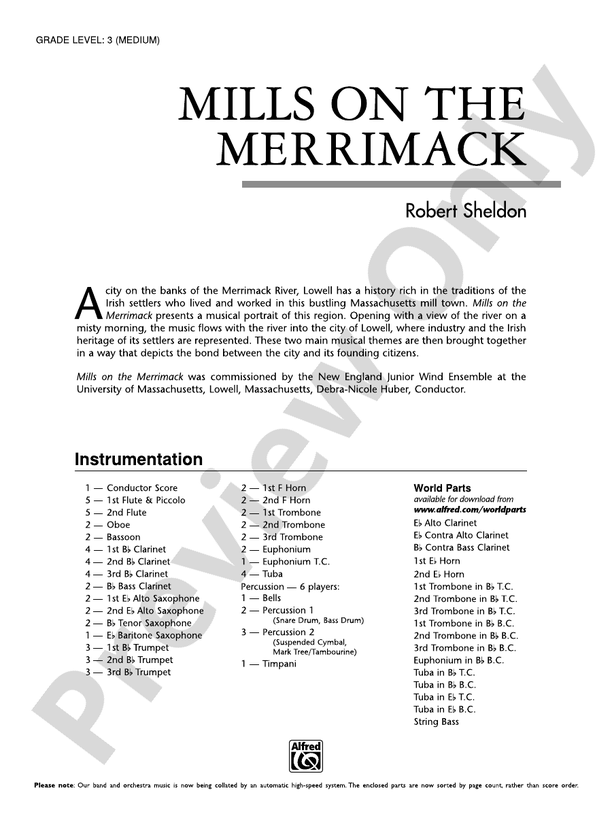 Mills on the Merrimack - Concert Band Conductor Score & Parts (Digital Download)