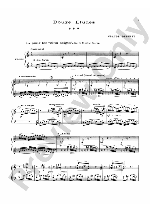 Debussy - Douze Etudes - Piano Solo (Digital Download)