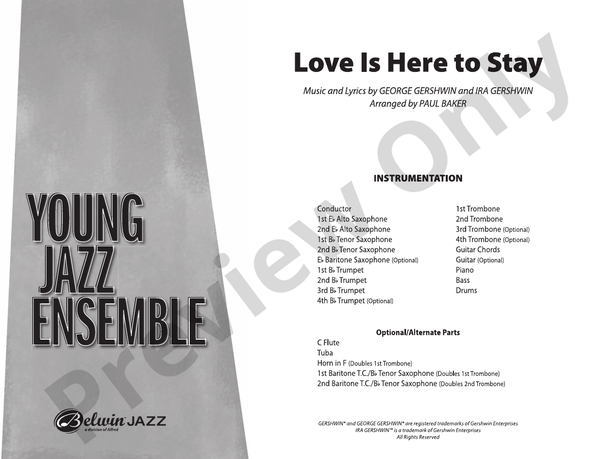 Love Is Here to Stay (Grade 3.5) - Jazz Ensemble Conductor Score & Parts(Digital Download)