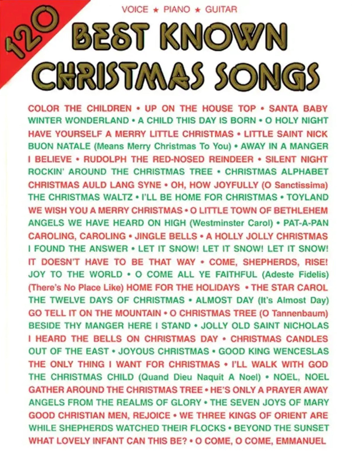 BEST KNOWN CHRISTMAS SONGS 120 PVG