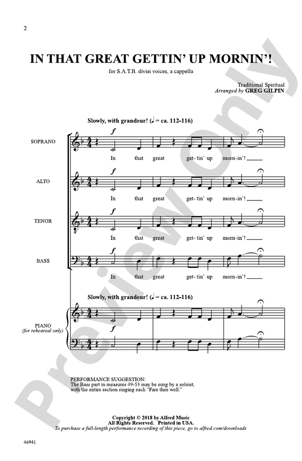 In That Great Gettin' Up Mornin'! – SATB, a cappella Choral Octavo - Digital Sheet Music Download (Digital Download)