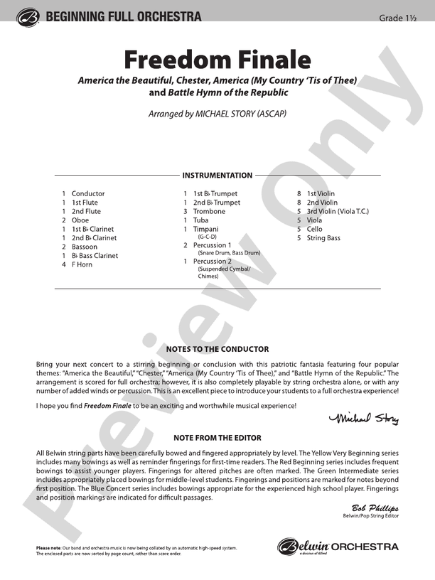Freedom Finale – Ful Orchestra Conductor Score & Parts (Digital Download)