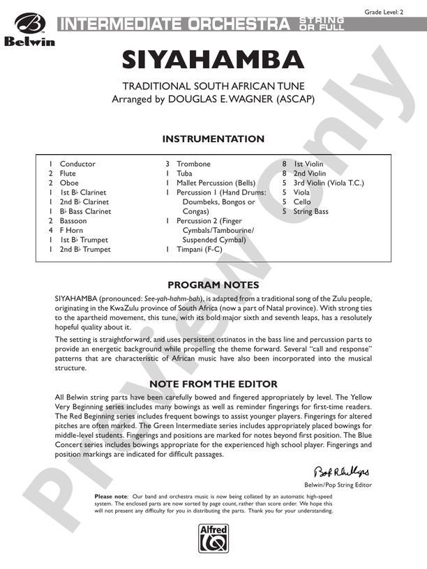 Siyahamba – Full Orchestra Conductor Score & Parts (Digital Download)