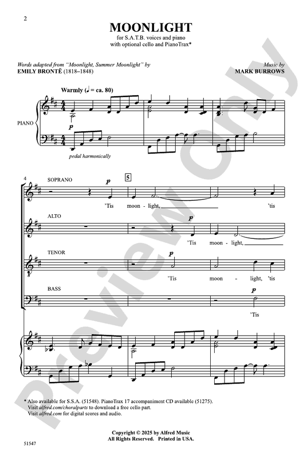 Moonlight - SATB Choral Octavo (Digital Download)