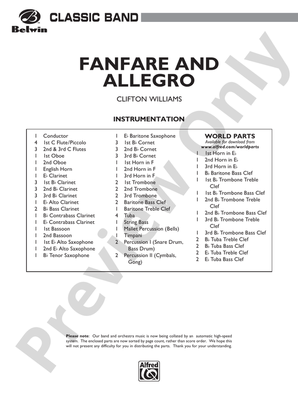 Fanfare and Allegro - Concert Band Conductor Score & Parts (Digital Download)
