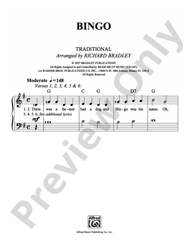 Bingo - Arr. Richard Bradley - Easy Piano (Digital Download)