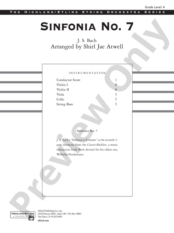 Sinfonia No. 7 – String Orchestra Conductor Score & Parts (Digital Download)
