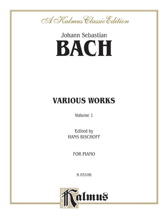 Bach - Various Works (Volume I) - Piano Solo (Digital Download)
