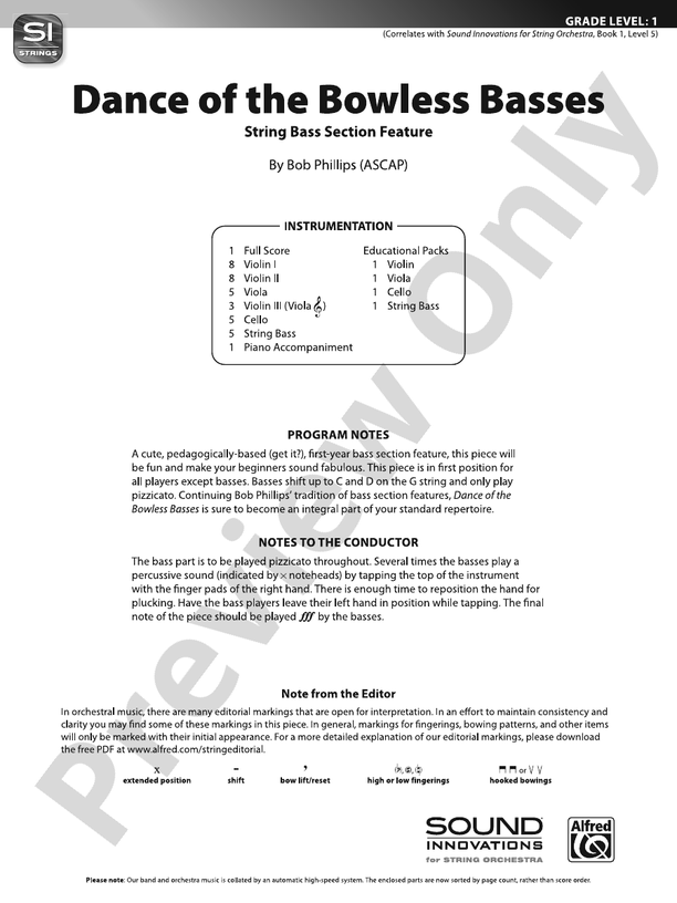 Dance of the Bowless Basses - String Orchestra Conductor Score & Parts (Digital Download)