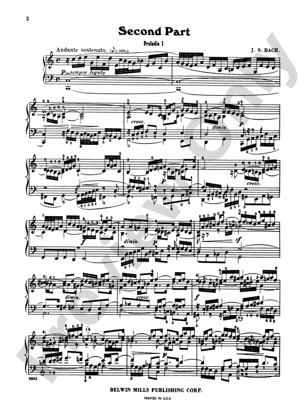 Bach - The Well-Tempered Clavier (Volume II) (Ed. Carl Czerny) - Piano Solo (Digital Download)