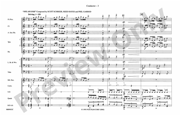 Fox Sports Themes – Marching Band Conductor Score & Parts (Digital Download)