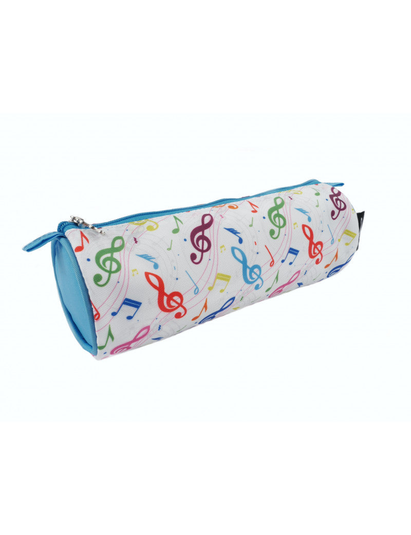 Music Pencil Case White with Colourful Notes and Clefs