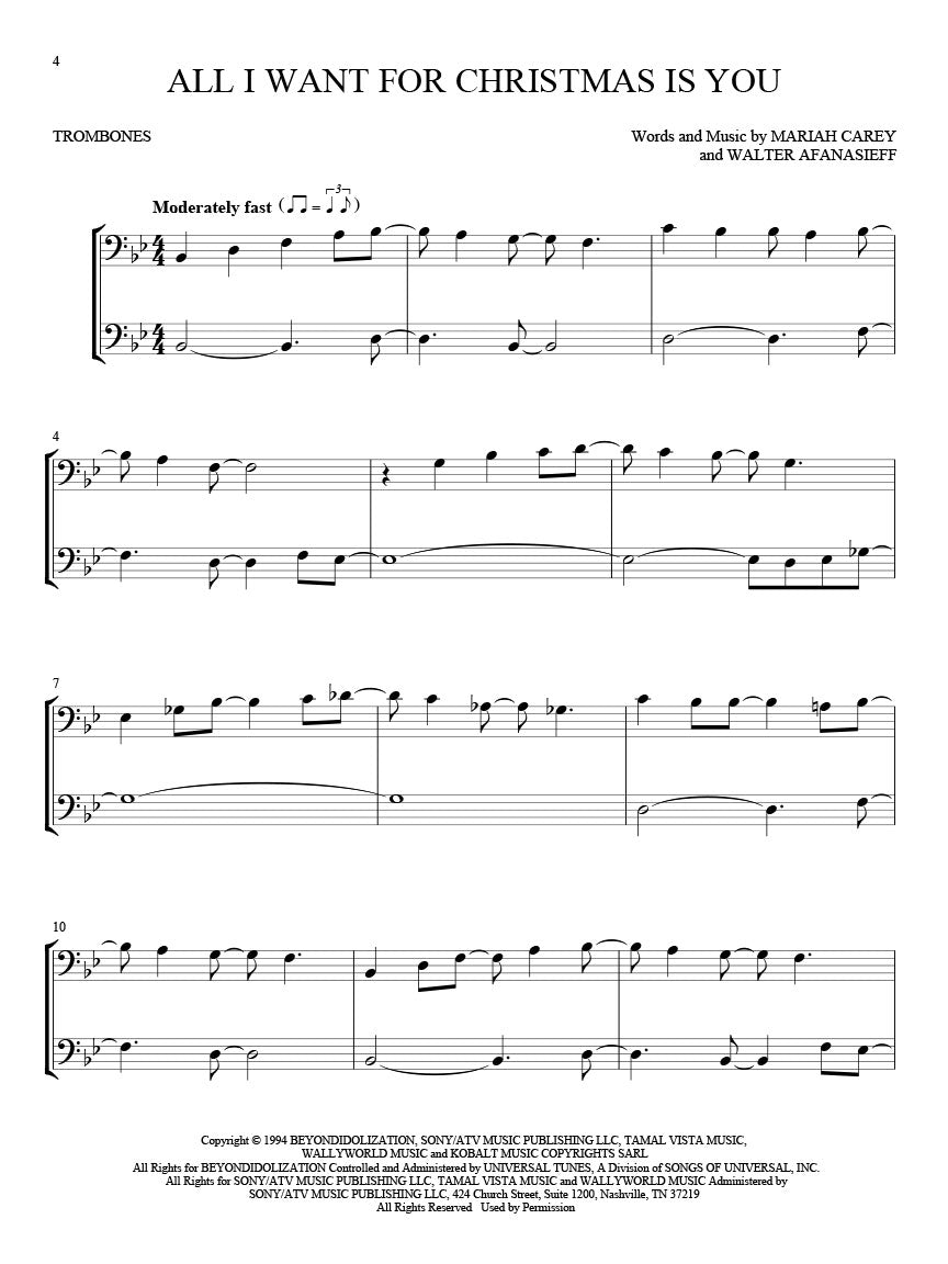 Christmas Hits for Two Trombones - Easy Instrumental Duets - Hal Leonard