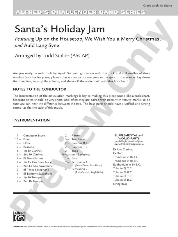 Santa's Holiday Jam - Concert Band Conductor Score & Parts (Digital Download)