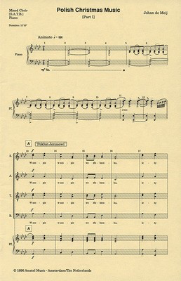 Polish Christmas Music, Part I - Johan de Meij - SATB Amstel Music Choral Score Octavo
