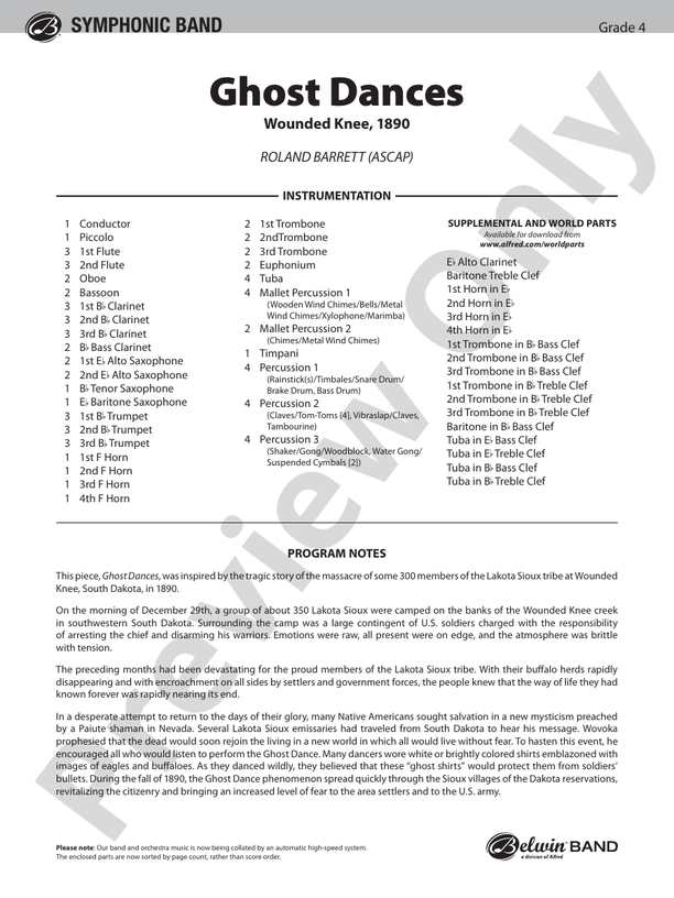 Ghost Dances - Concert Band Conductor Score & Parts (Digital Download)