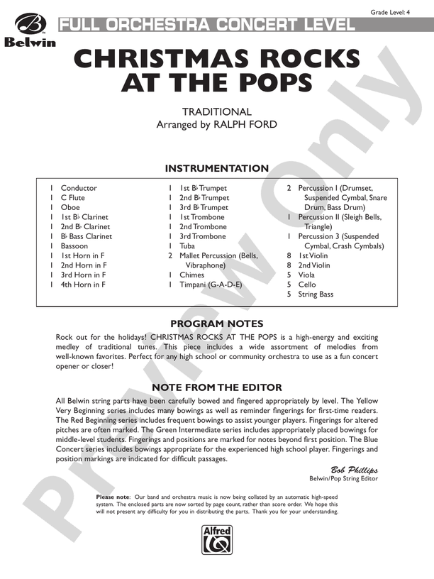 Christmas Rocks at the Pops – Full Orchestra Conductor Score & Parts (Digital Download)