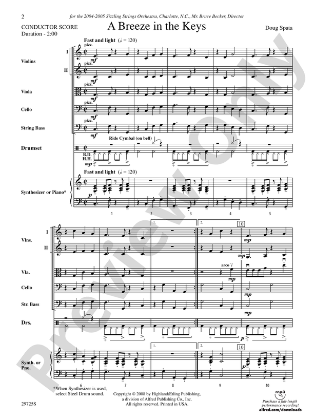 A Breeze in the Keys – String Orchestra Conductor Score & Parts (Digital Download)