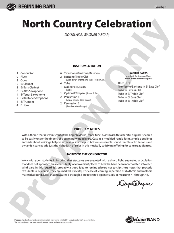 North Country Celebration - Concert Band Conductor Score & Parts (Digital Download)