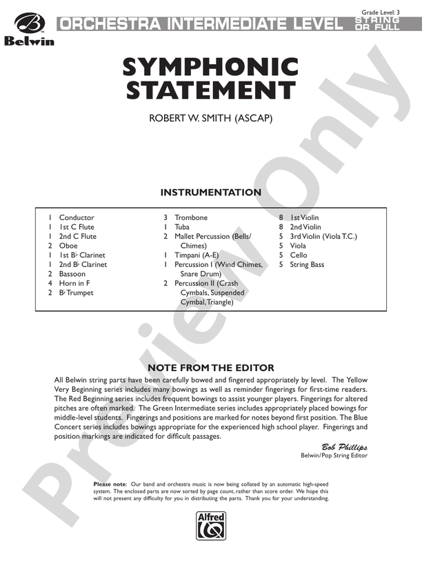 Symphonic Statement – Full Orchestra Conductor Score & Parts (Digital Download)