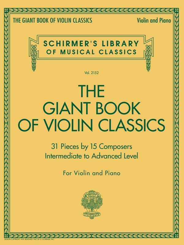 Giant Book Of Violin Classics - Violin/Piano Accompaniment Schirmer 50603630