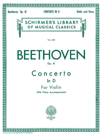 Beethoven - Concerto Op61 - Violin/Piano Accompaniment Schirmer 50253650