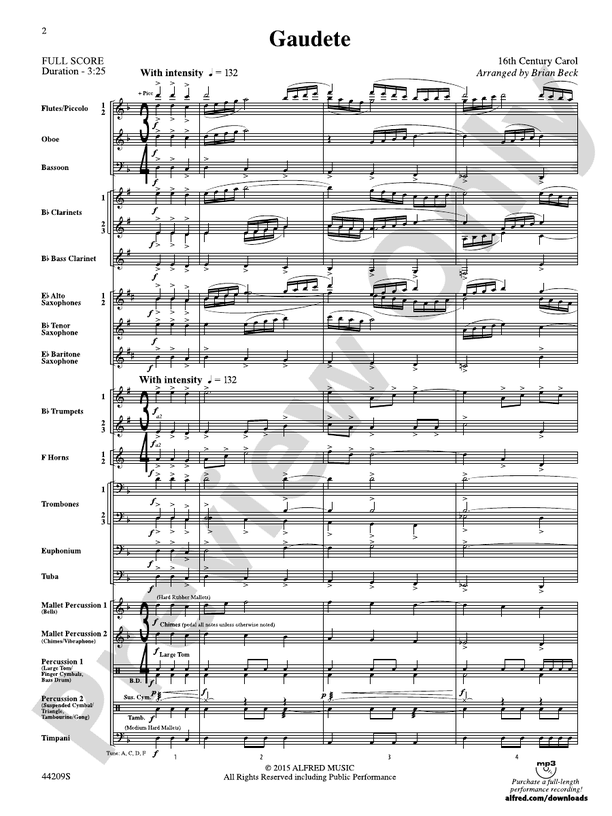 Gaudete - Concert Band Conductor Score & Parts (Digital Download)