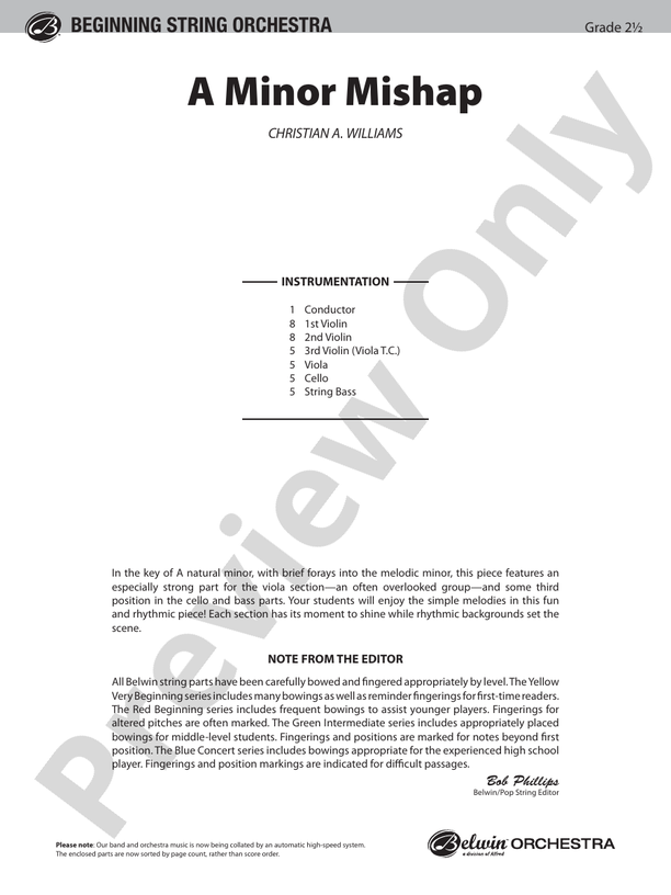 A Minor Mishap – String Orchestra Conductor Score & Parts (Digital Download)