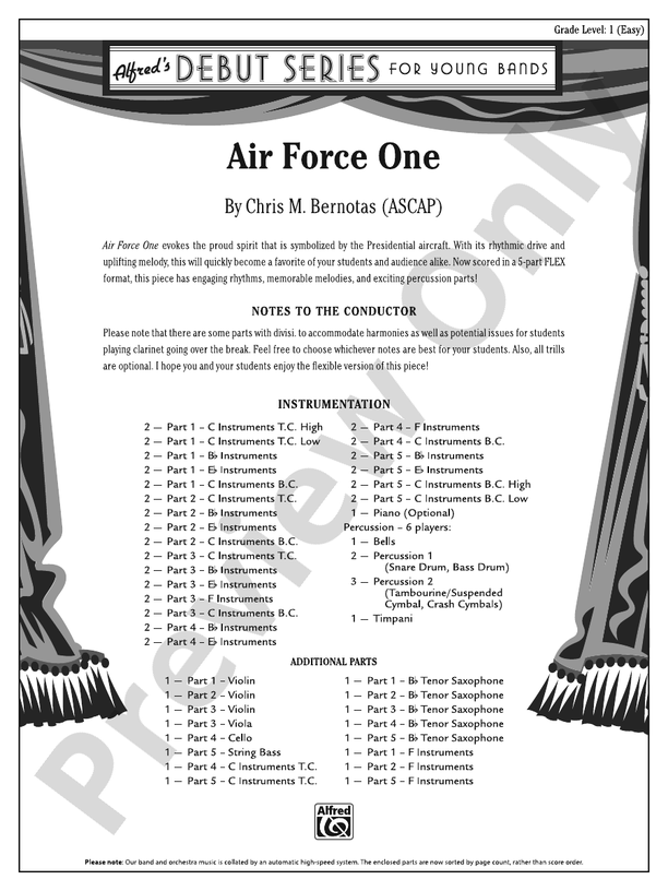 Air Force One (Chris M Bernotas - Flexible Arrangement) - Concert Band Conductor Score & Parts (Digital Download)